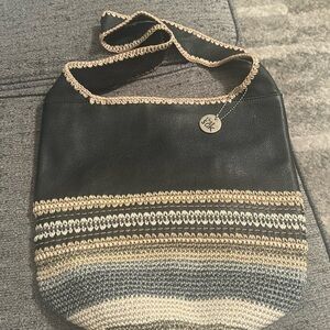 The Sak Back to Bali 120 Handmade Crochet Leather Hobo Bag Black Seminyak